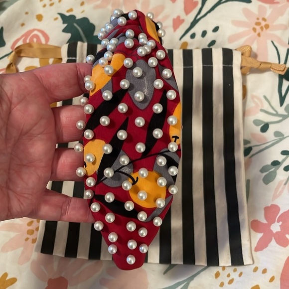 Lele Sadoughi Burgundy Lemon Headband with Pearls main image 5